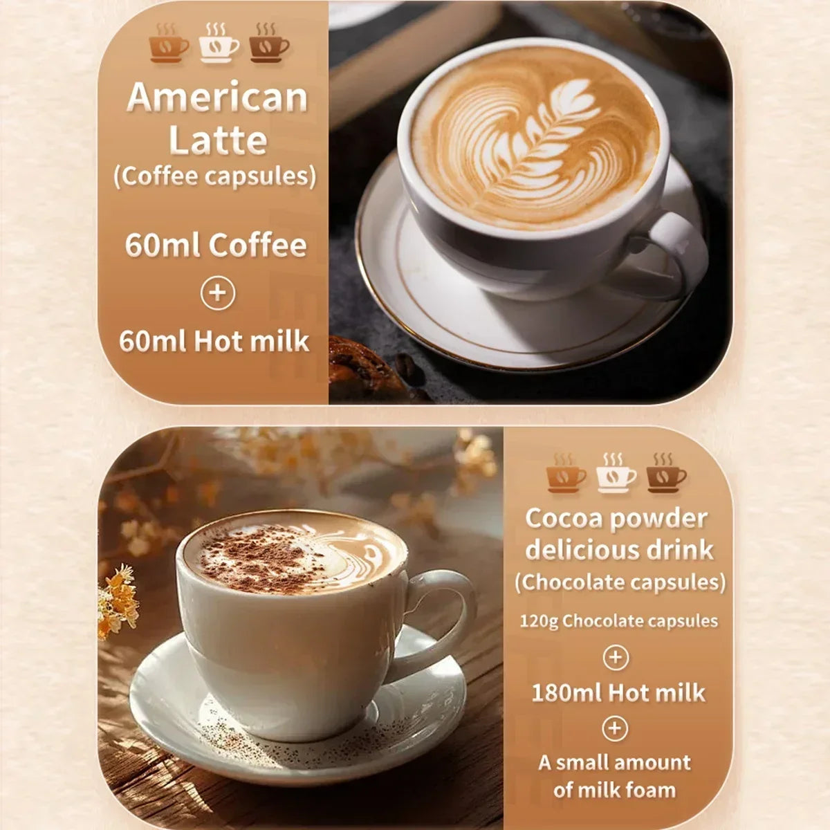 Portable electric coffee machine is suitable for ground coffee and KCUP capsules, but it does not have a heating function