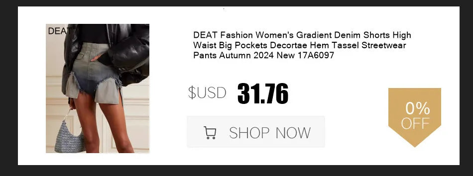 DEAT Fashion Splicing Silhouette Curved Jeans Women's High Waist Loose Wide Leg Denim Pants Autumn New 7A1005