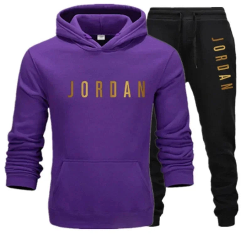 Ensemble 2 pièces de sport imprimé sweat a capuche & pantalon Jordan