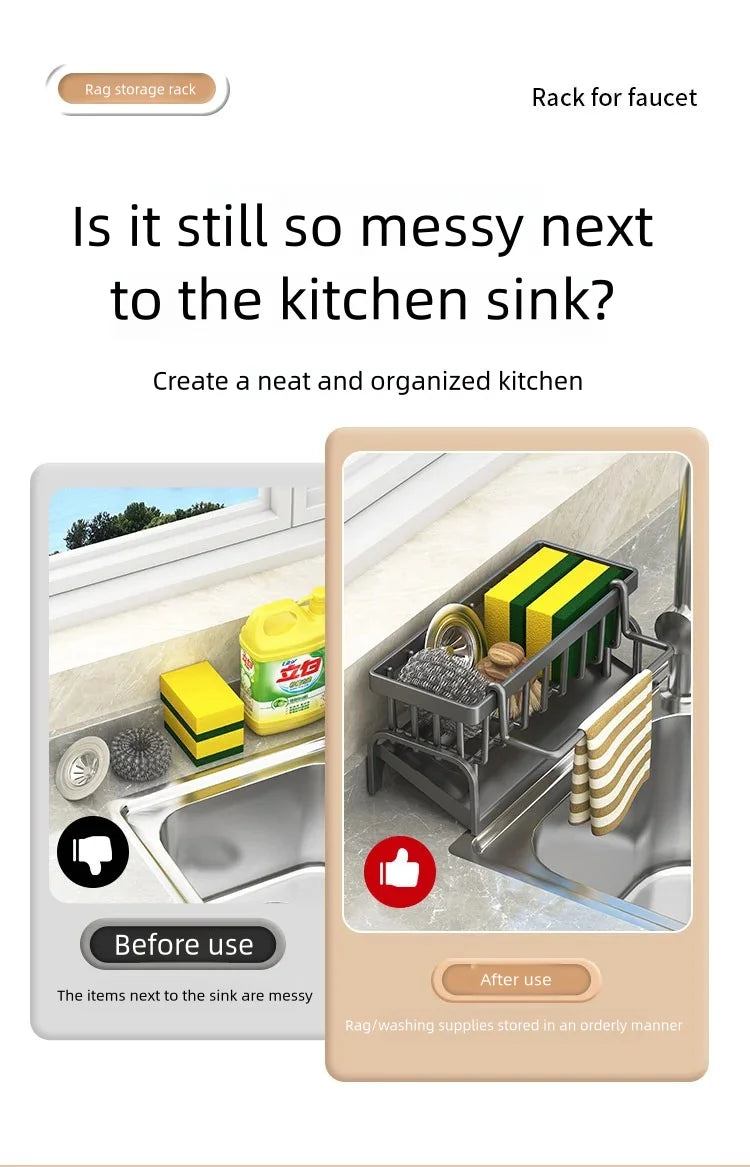 Tap Mounted Shelf for Home Kitchen Accessories Kitchen Spice Storage Shelf with Drainage Rack Installation Sink Organizer