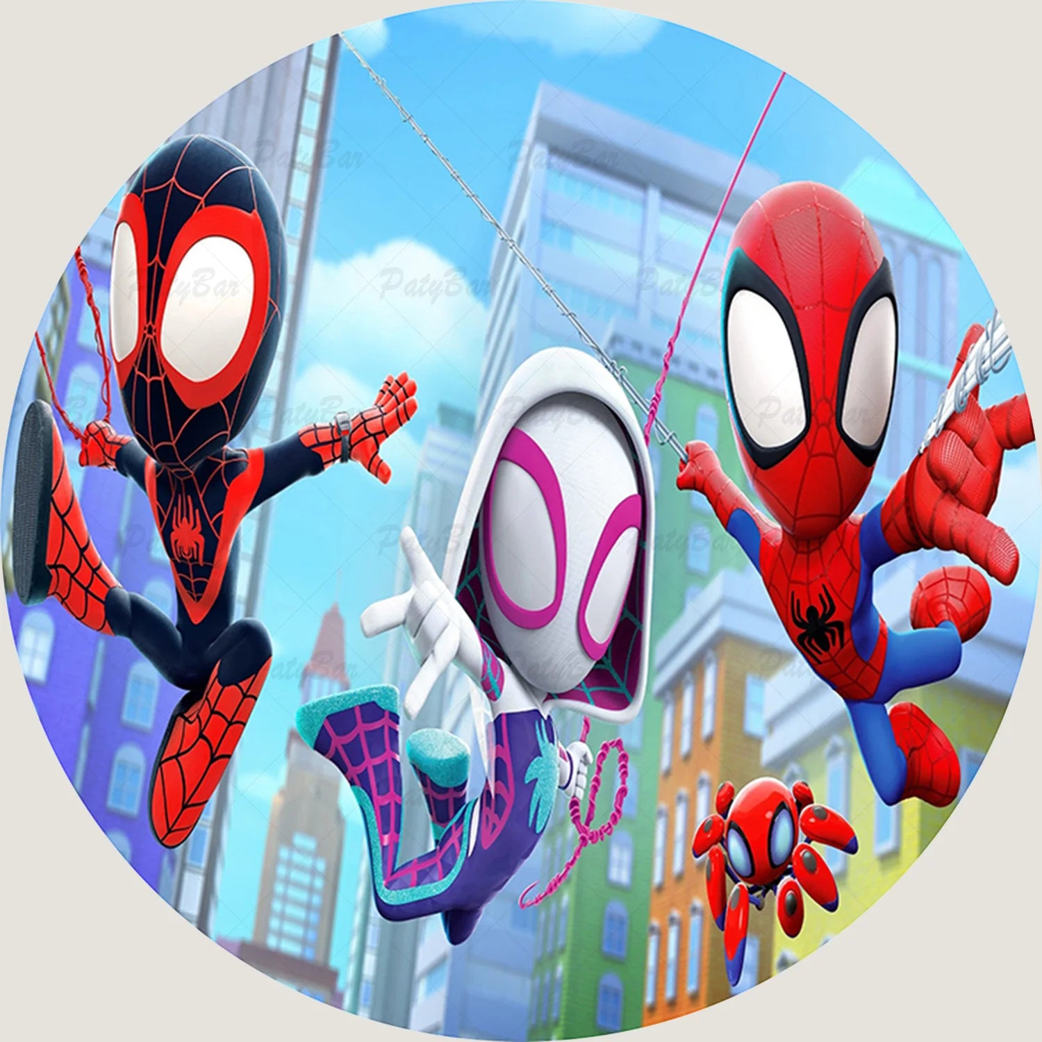Round Spidey and Amazing Friends Background Kids Birthday Party Backdrop Spider Circle Banner Photography Studios Props