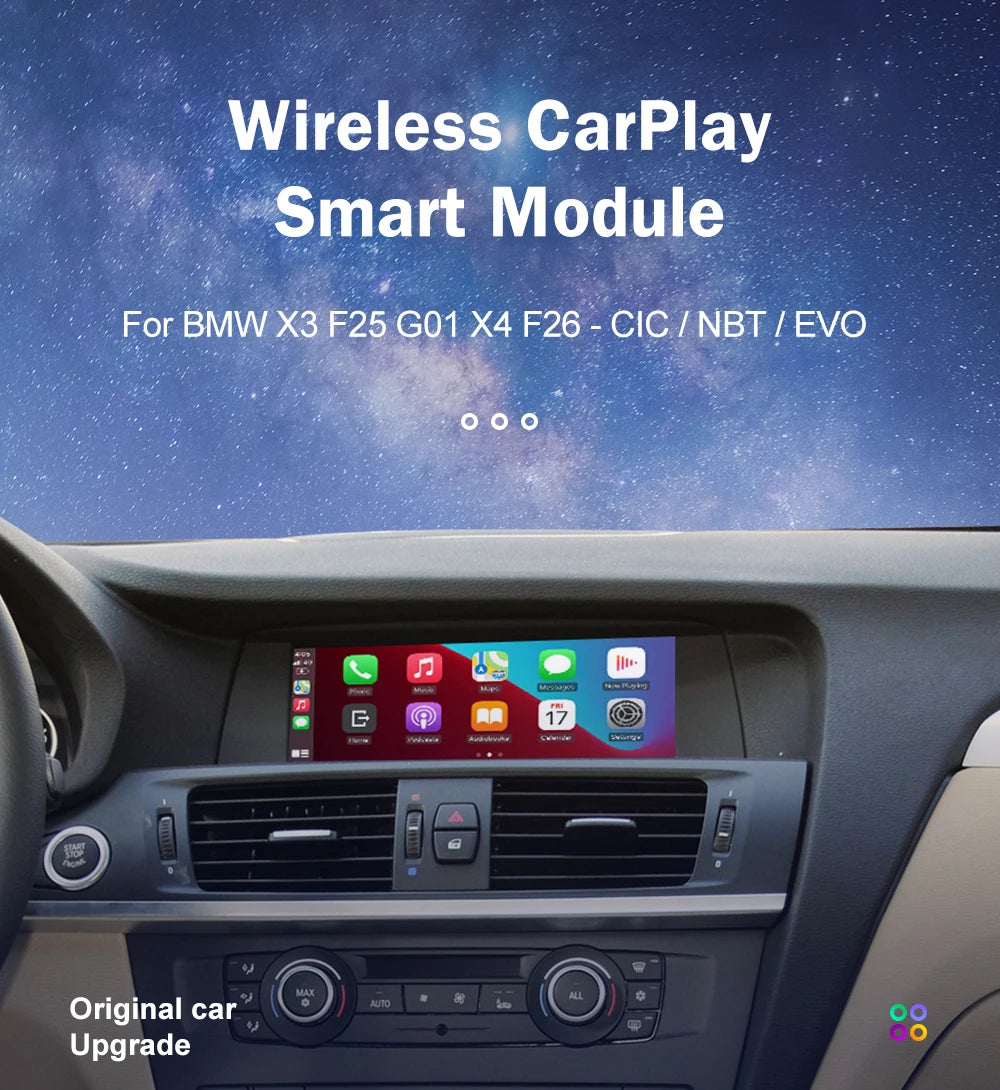 Road Top Wireless CarPlay for BMW X3 F25 G01 X4 F26 CIC,NBT,EVO System 2011-2020, with Android Mirror Link AirPlay Carplay Kits