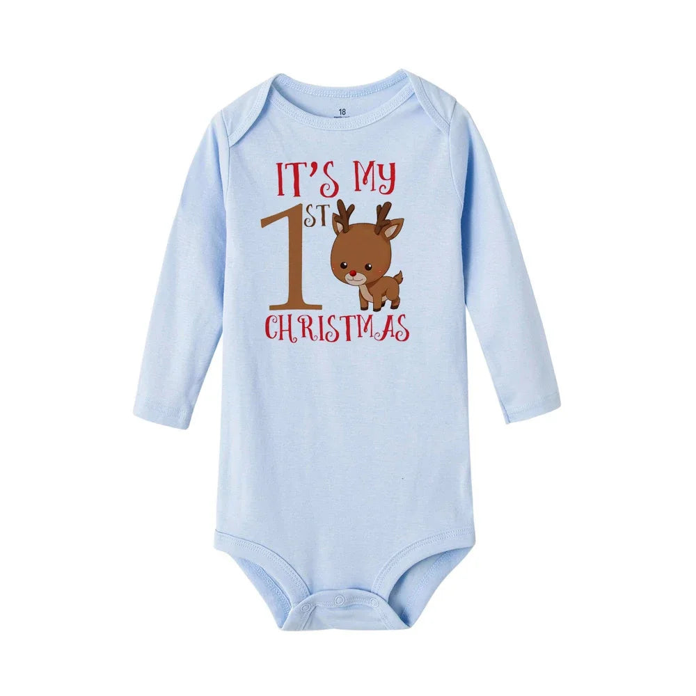 My First Christmas Baby Romper Long Sleeve Autumn Sprint Warm Baby Bodysuits Boys Girls Unisex Tee Shirts Casual Ropa