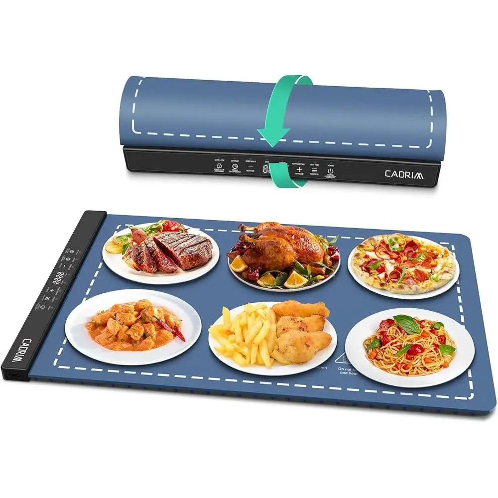 Electric Food Warming Mat Adjustable Temperature 6 Work Modes Rapid Heating Flexible Silicone Tray Parties Buffets