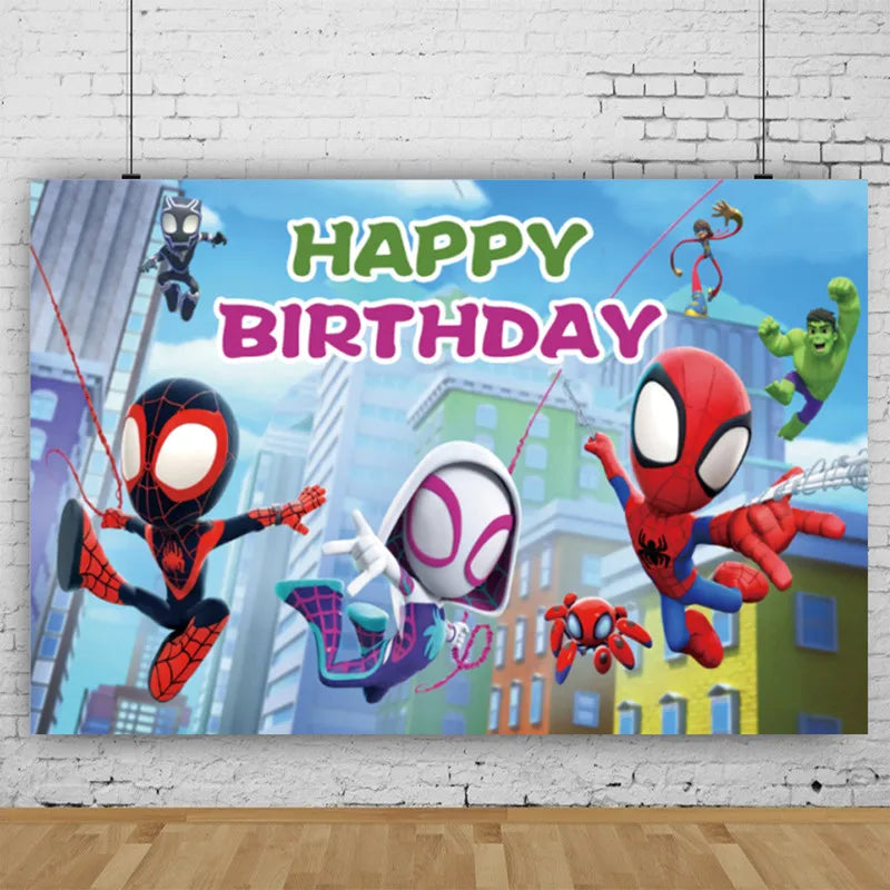 Spidey And His Amazing Friends Photography Backgrounds Vinyl Cloth Photo Shootings Backdrops For Kid Birthday Party Photo Studio
