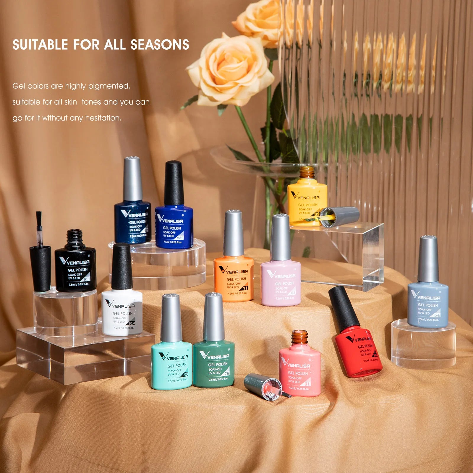 12pcs/kit Venalisa Vernis à ongles gel pigmentée Terre brune