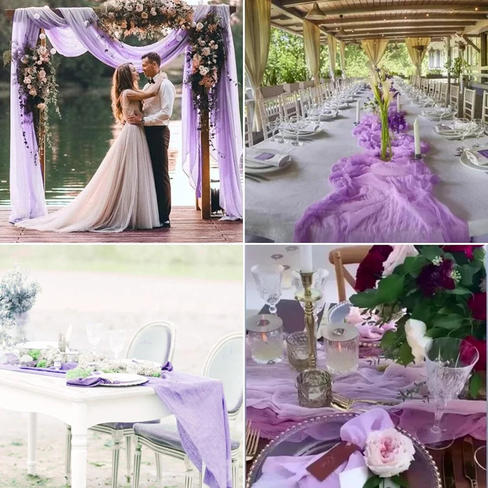 Christmas Green Red Burgundy Cheesecloth Table Runner Boho Rustic Gauze Terracotta Table Runner for Wedding Party Birthday Decor