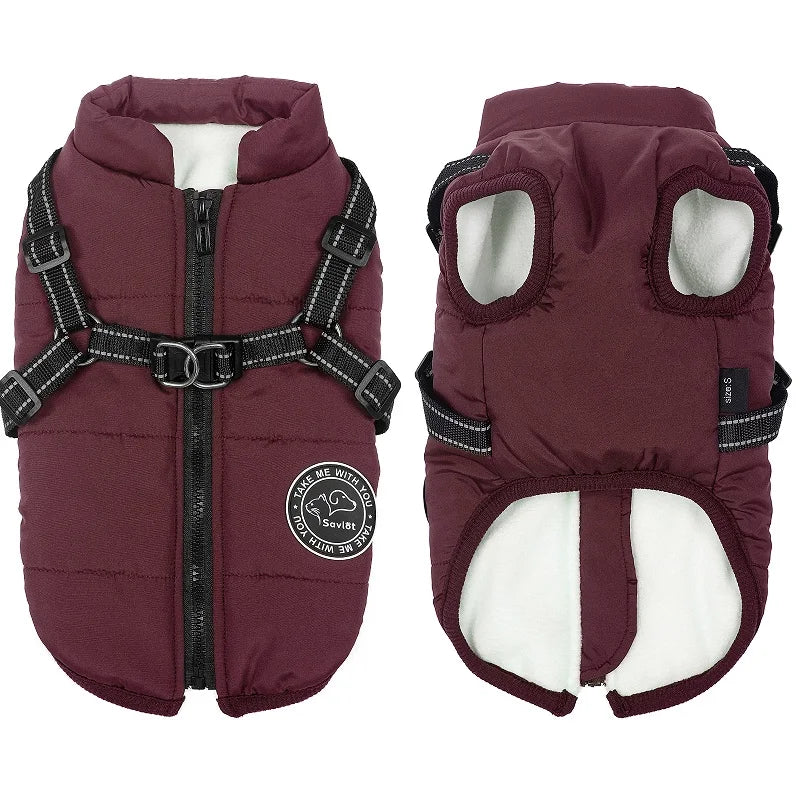 Winter Dog Clothes For Small Large Dogs Warm Big Dog Jacket Waterproof Pet Dog Coat With Harness Chihuahua Bulldog Puppy Costume