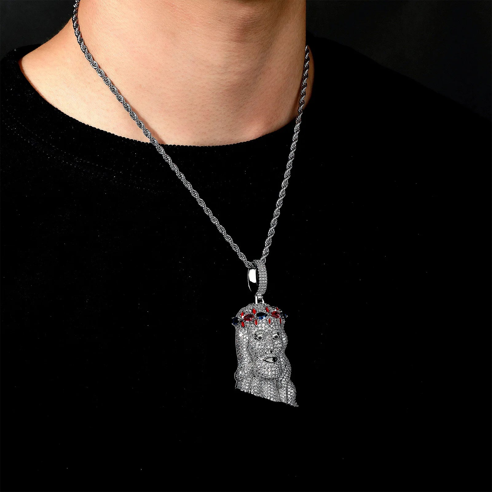 TOPGRILLZ Hip Hop Jesus Pendant Necklace High Quality Copper Gold Plated Iced Out Micro Pave Cubic Zirconia Punk Style Jewelry