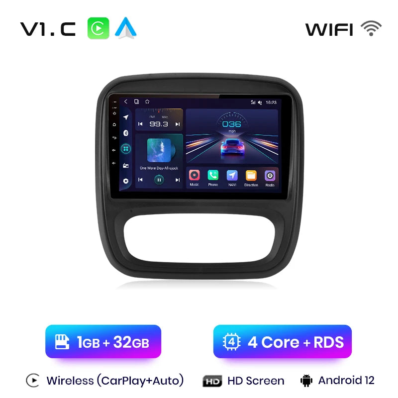 CarPlay Android Auto Autoradio pour Renault Trafic 3 2014 a 2021 et Opel Vivaro B de 2014 à 2018