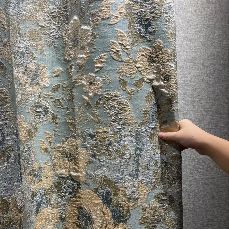 Curtains for Living Room Bedroom Windows High Quality Custom Kitchen Curtains European Top 3D Embossed Stereo Jacquard Blackout