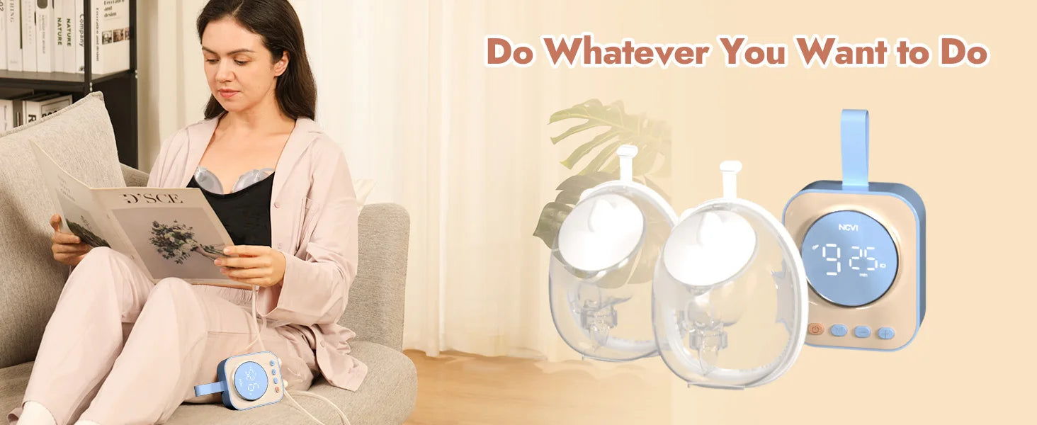 NCVI 2025 Hands Free Wearable Breast Pump,4 Modes 9 Levels,21/24/28mm, With Anti-Drip Cup Low Noise