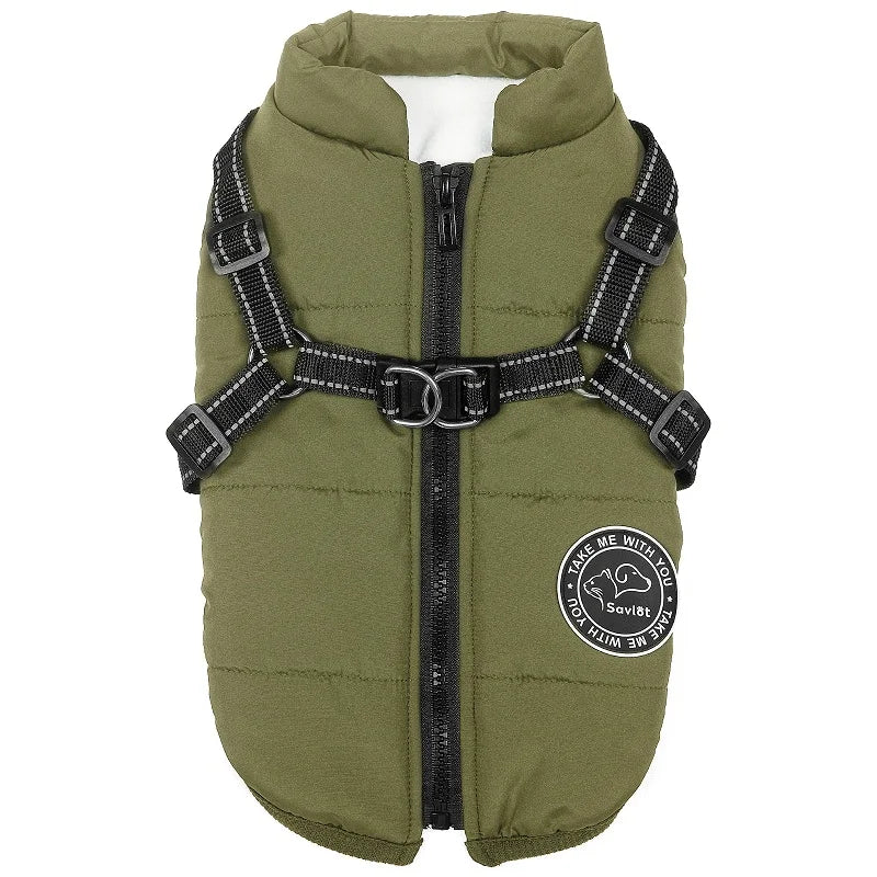 Winter Dog Clothes For Small Large Dogs Warm Big Dog Jacket Waterproof Pet Dog Coat With Harness Chihuahua Bulldog Puppy Costume