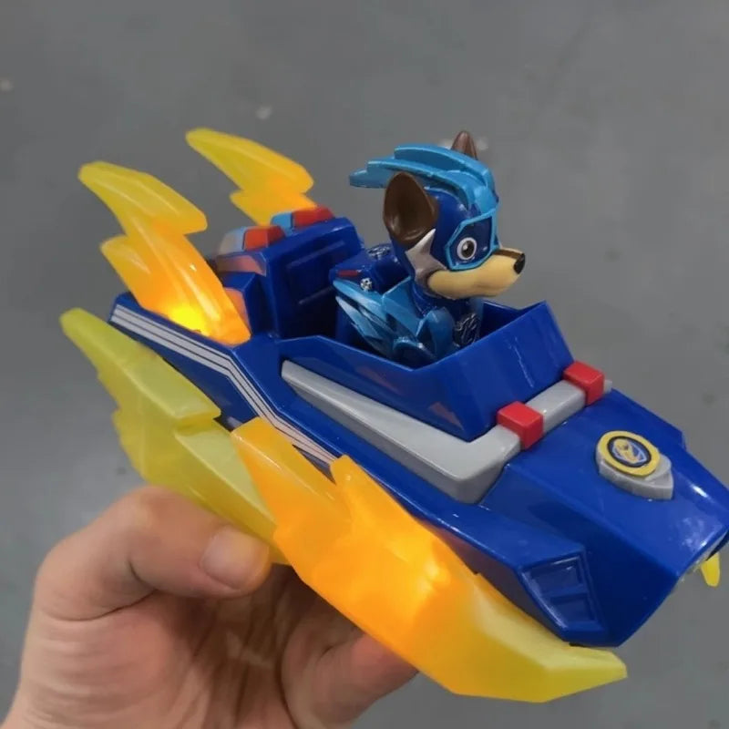 Genuine New Paw Patrol Mighty Pups Charged Up Rubble Marshall Chase Deluxe Vehicle with Lights and Sounds Children's Toy Car Boy