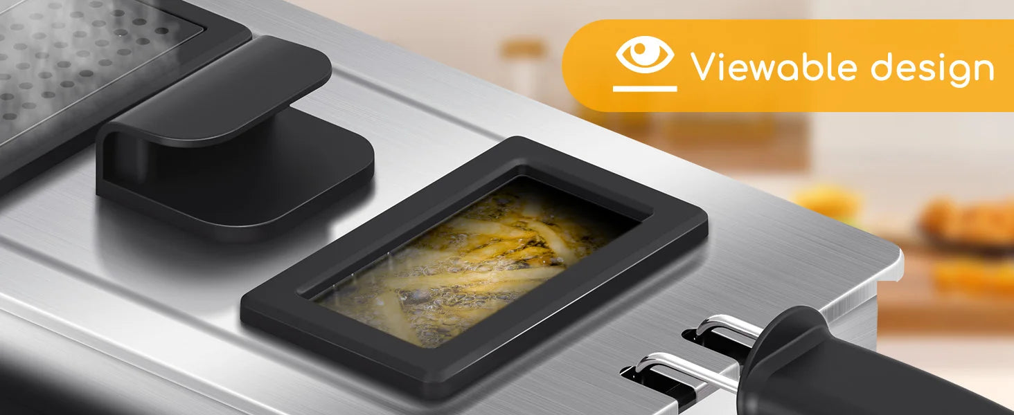 Aigostar Fryer 2200Watts, 3 Litre Capacity with Window, Temperature Control, Removable Oil Bowl