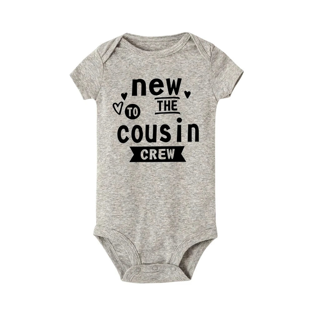 New To The Cousin Crew Print Newborn Bodysuit Baby Boy Girl Short Sleeve Romper Summer Baby Toddler Clothes Infant Shower Gifts