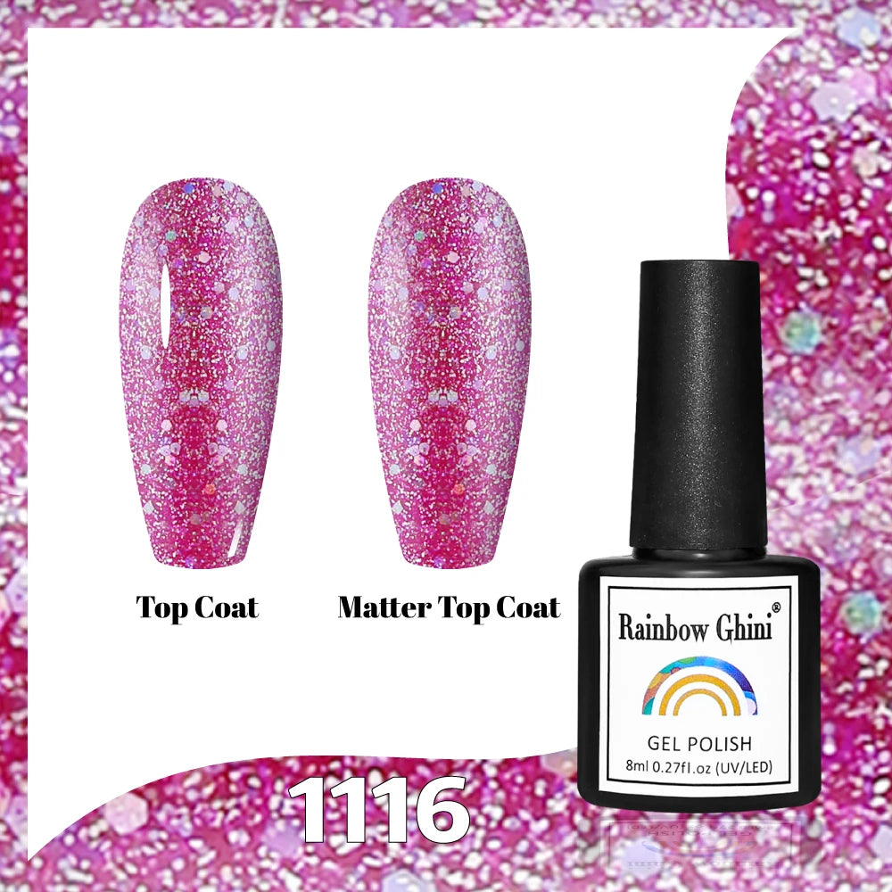 Gel Vernis à ongles semis permanents Paillettes 8Ml 150 couleurs