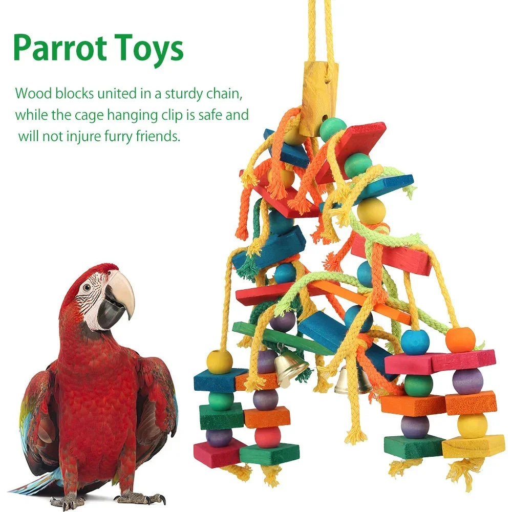 Wood Parrot Bird Toys Love Bird Cage Funny Training Bird Toys Cotton Rope  Resistant Tearing Toy  Pet Product