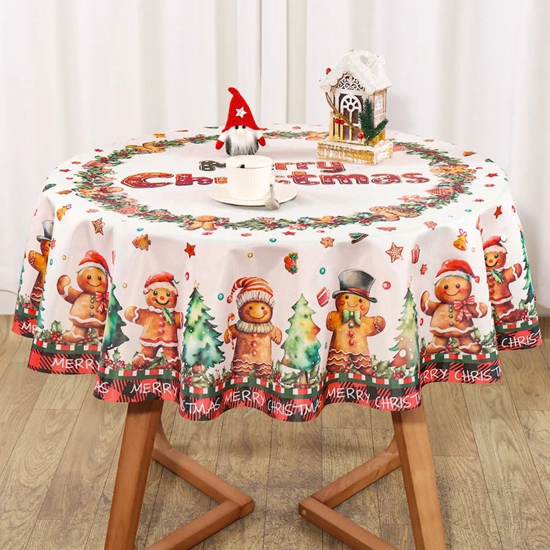 Rustic Christmas Tablecloth New Year 2026 Gingerbread Man Table Cover Christmas Decorations for Home 2025 Xmas Gift Navidad Noel