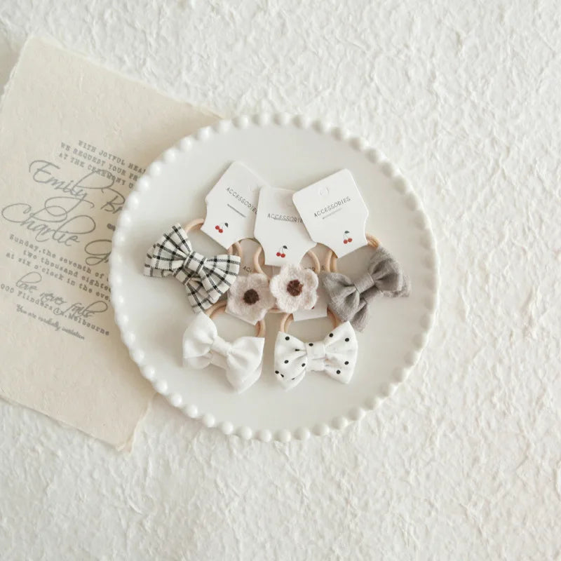 Elastic Hair Bow for Children, Children's Headwear, Hair Accessories for Girls, Cute Hair ties, Lovely Hair Rope, 10Pcs per Lot