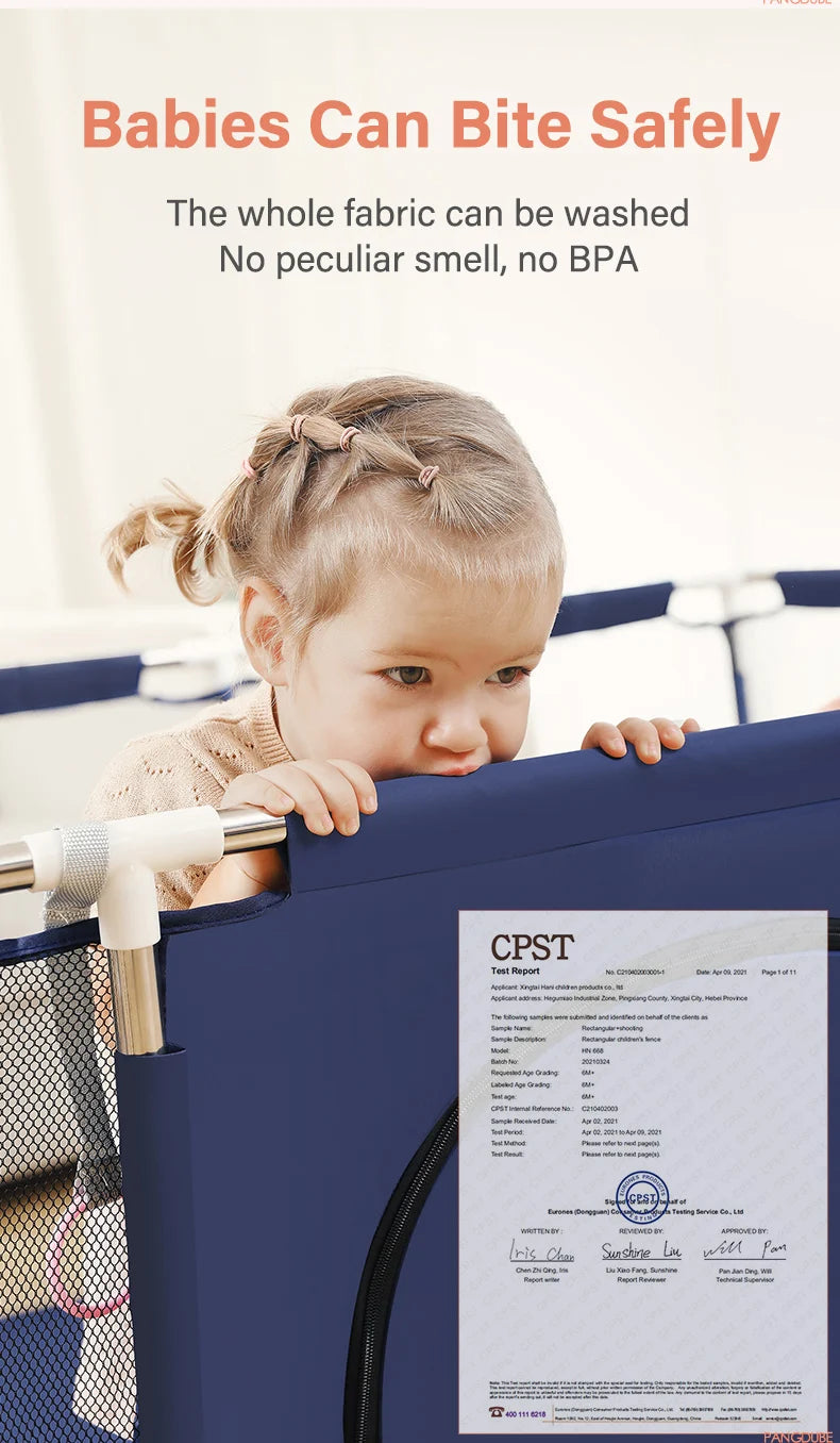 PANGDUBE Baby Playground Playpen for Baby and Toddlers Thicken Steel Pipes & Cloth Baby Fence Play Park Baby Activity Fence