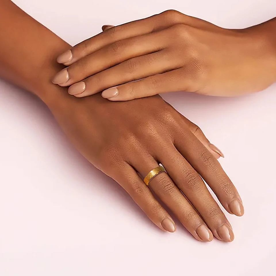 eManco Minimalist Personalized Frosted Stainless steel Women's ring Gold Color/Silver Color 2/3/5MM Wide Gold Girl Jewelry