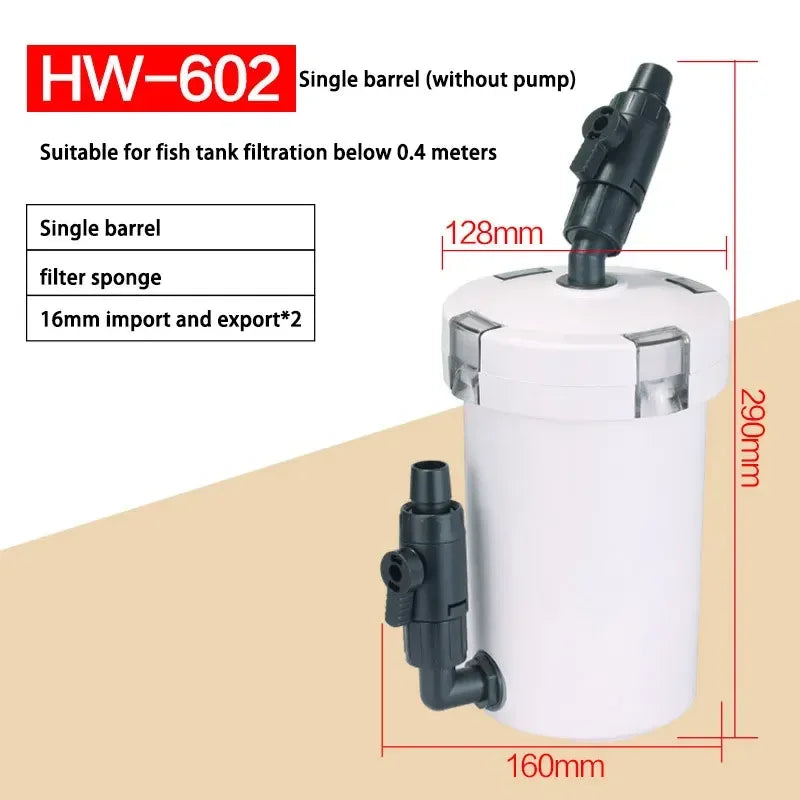 SUNSUN Outside Filter Barrel Silent Filter Barrel Aquarium Filter Pump Fish tank External Filter Fish Tank Accessories HW-602B