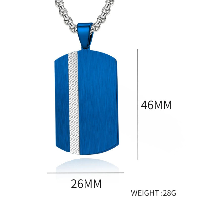 Stainless Steel Two-Tone Military Tag Pendant Dog Tag Pendant Necklace for Men Boyfriend Charm Link Chain Male Punk Jewelry
