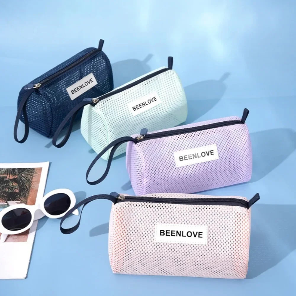 Cosmetics Storage Bag Large Capacity Mesh Bag Quick Dry Travel Beach Storage Bag Portable Swimming Bag Fashionable Mesh Wash Bag