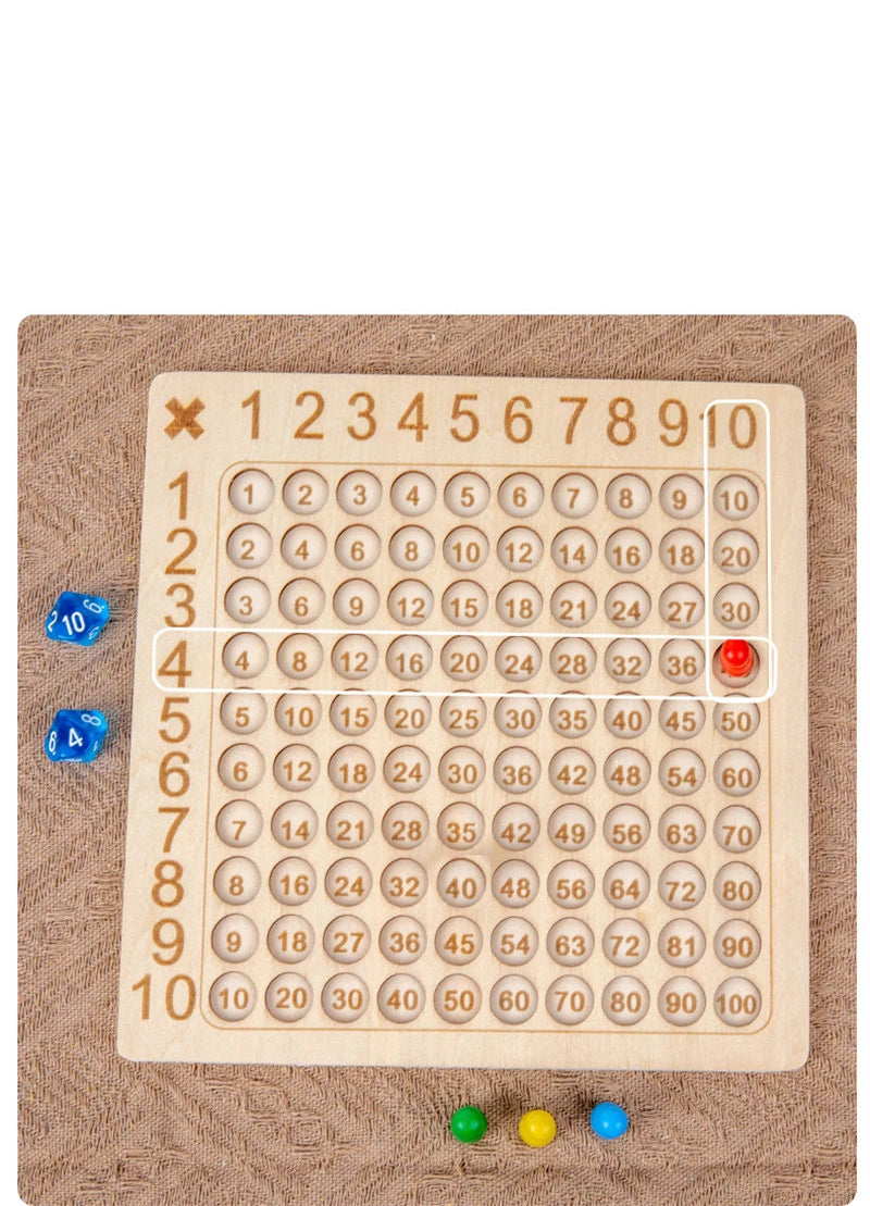 99 Multiplication Board Game Wooden Montessori  Kids Learning Educational Toys Math Counting Hundred Board Interactive Thinking