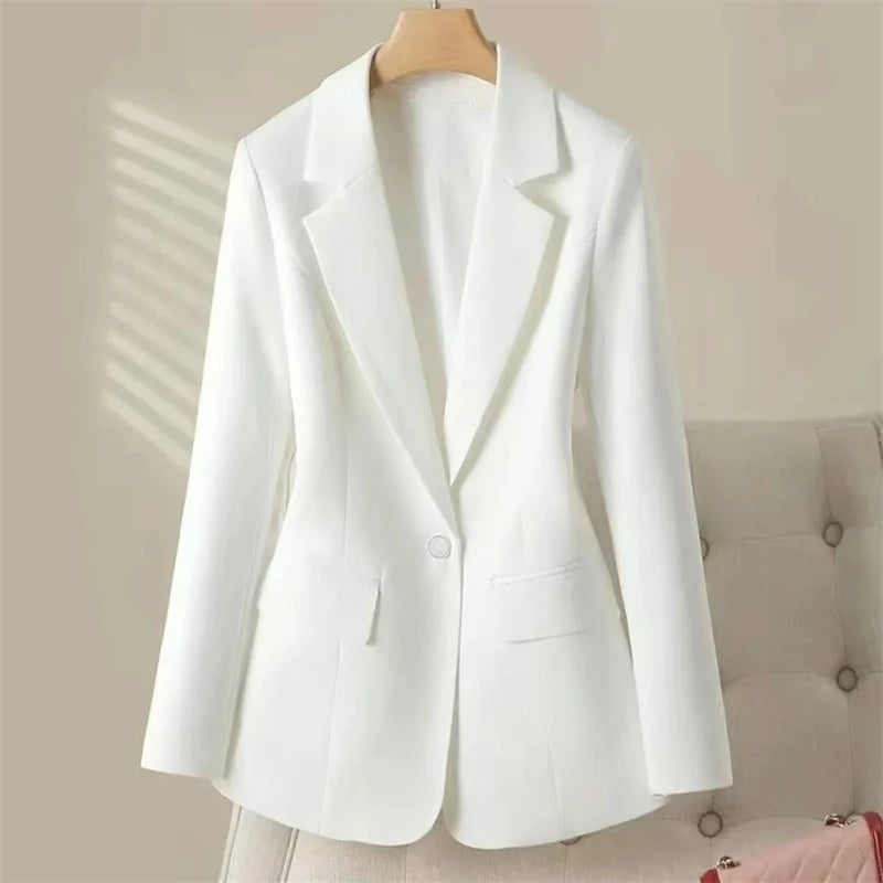 Women's Blazer Coat 2024 Spring Autumn Loose Occupation Ladies Outerwear Versatile Design Sense Fashion Female Suit Jacket