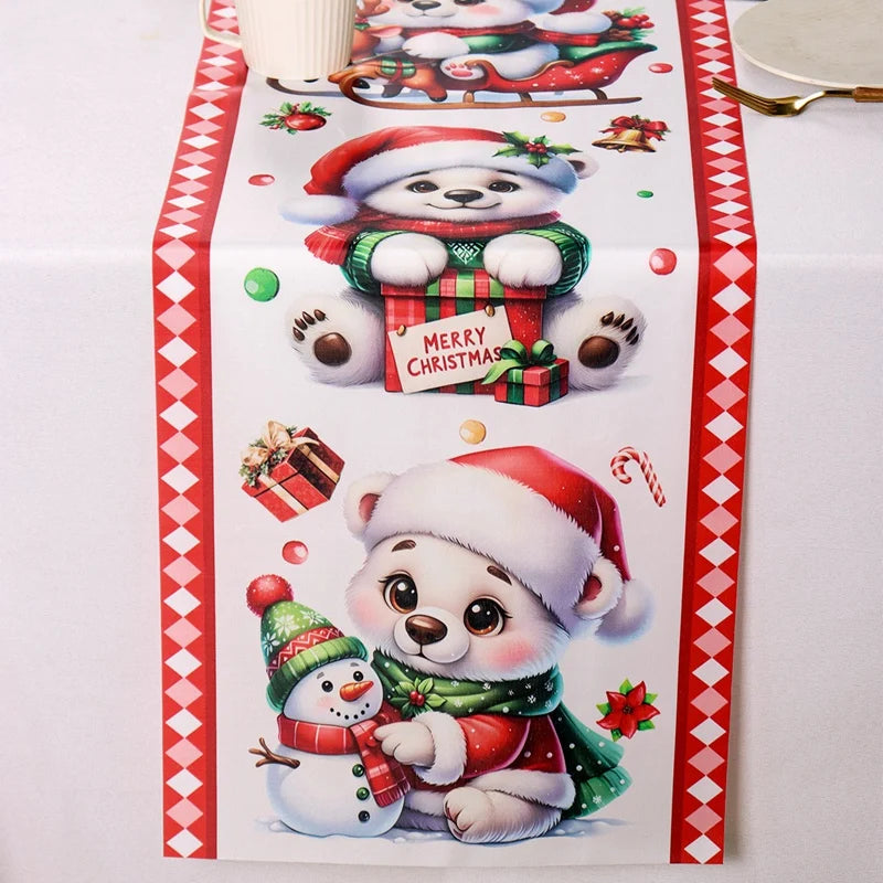 Christmas Table Runner Merry Christmas Decoration for Home Xmas Party Decor 2025 Navidad Notal Noel Ornament Happy New Year 2026