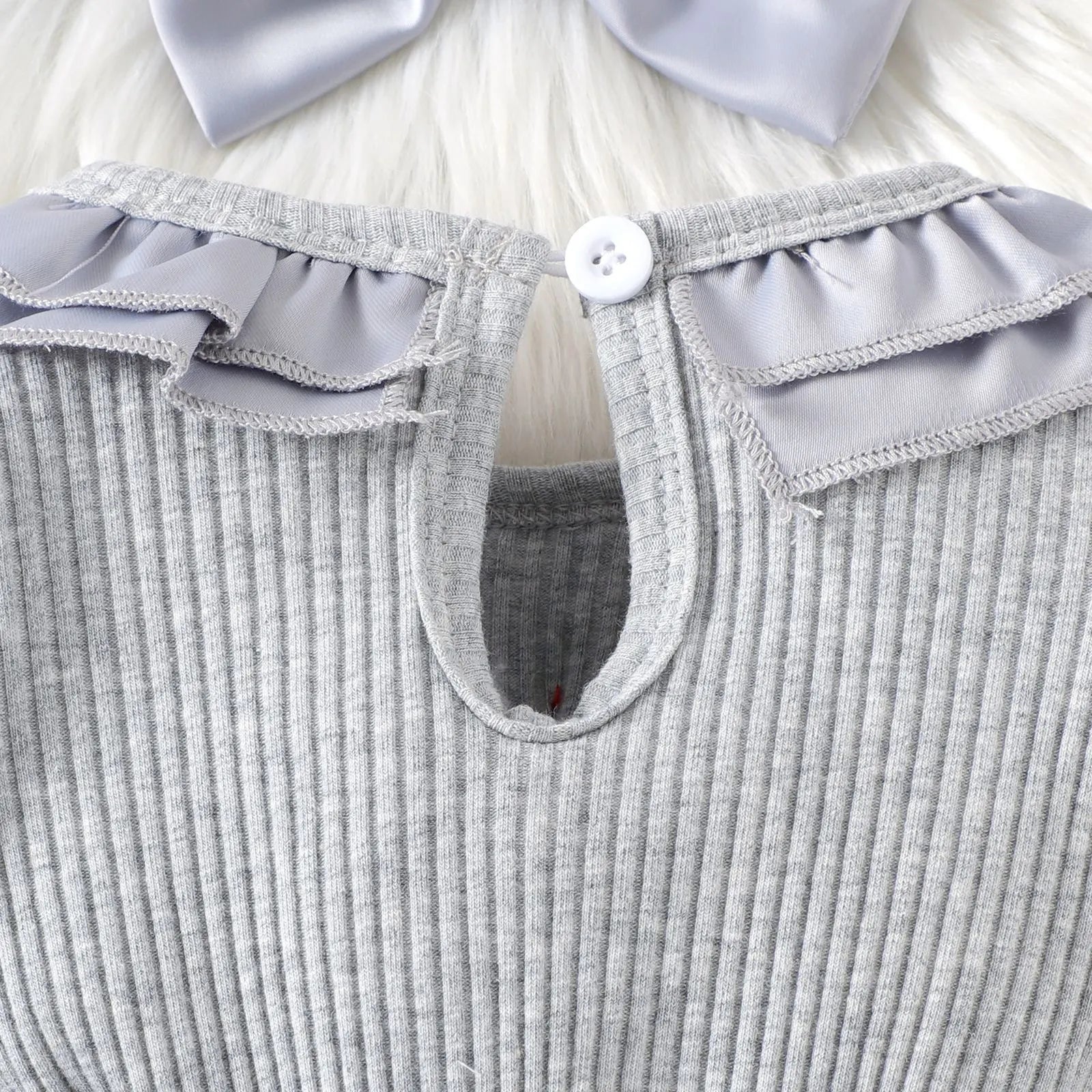 Baby Girl Halloween Creepy Clown Cosplay Costume Long Sleeve Layered Ruffled Gray Joker Dress Romper for Theme Party Photo Shoot