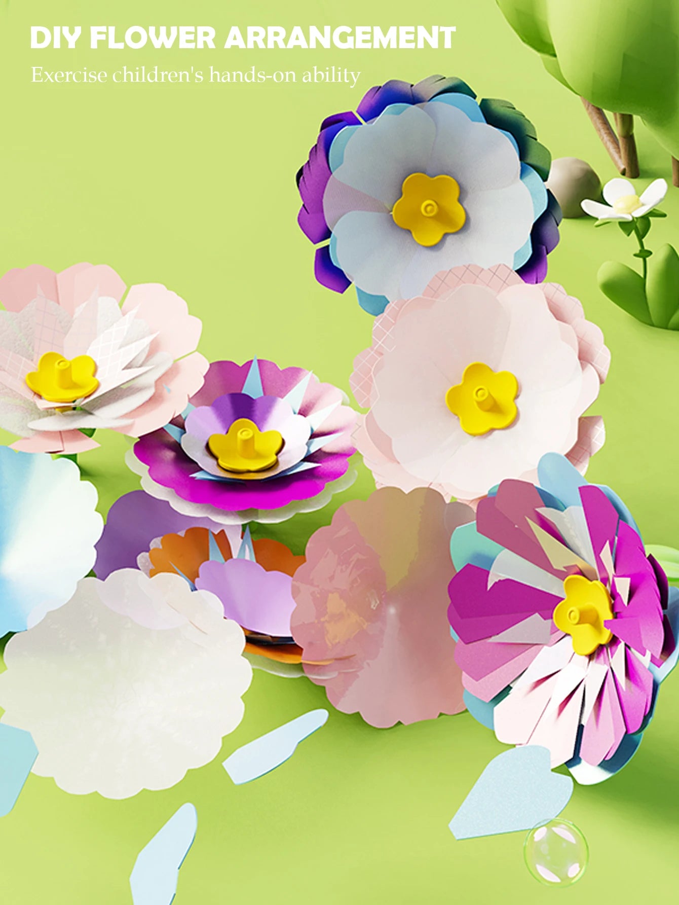 DIY Fabric Flower Bouquets Toys, Flower Bouquets Toy for Girls DIY Flower Make Making Craft Kit Educational Kids Gifts