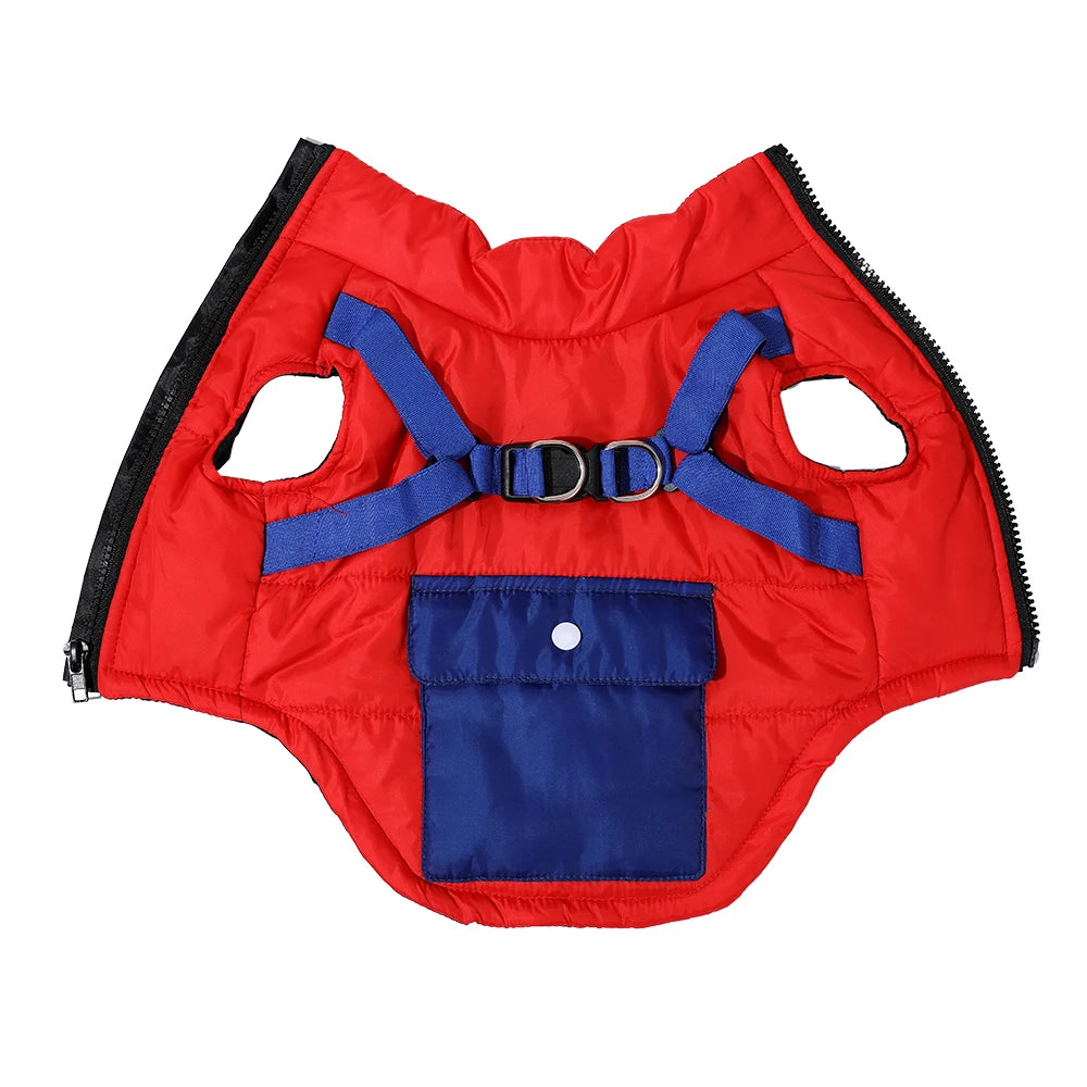 Warm Dog Coat For Autumn Winter Windproof Dogs Jacket With Harness Outdoor Waterproof Puppy Jacket For Small Medium Dogs Bulldog