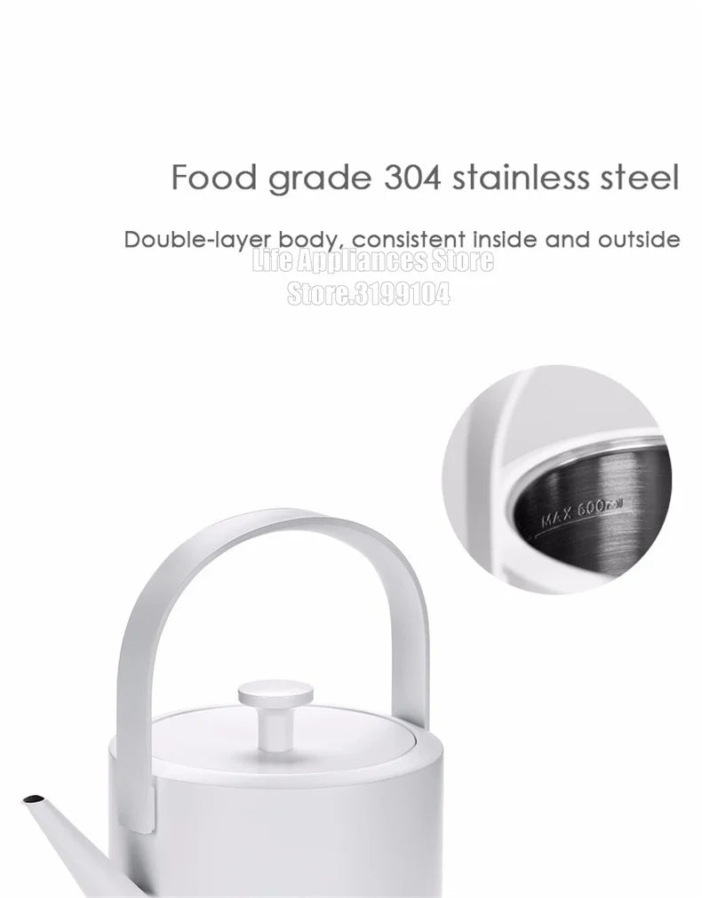 XiaoTi Electric Kettle Beautiful Retro Style 304 Stainless Steel Electric Tea Kettle For Home Office Hotel Fast Boiling 600ml