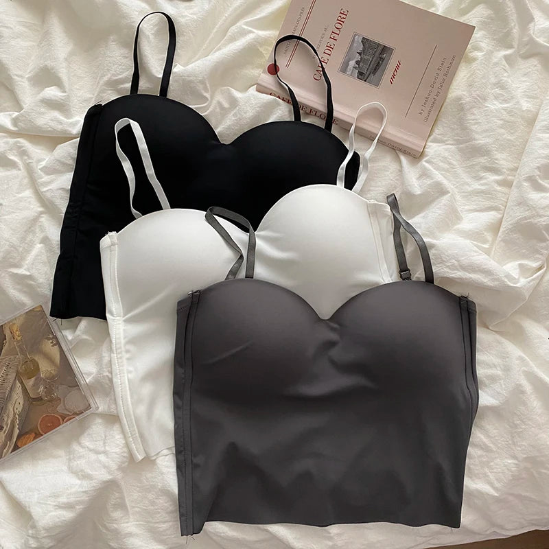 Hot Girls Wearing Solid Color Halter Tops Wear Sports Vests, Sexy Slim Bottoming Shirts, Seamless Outer Vest Bras