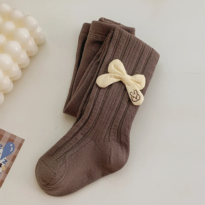 Baby Tights Leggings for Spring Autumn High waist Combed Cotton Bow Infant Girls Pantyhose
