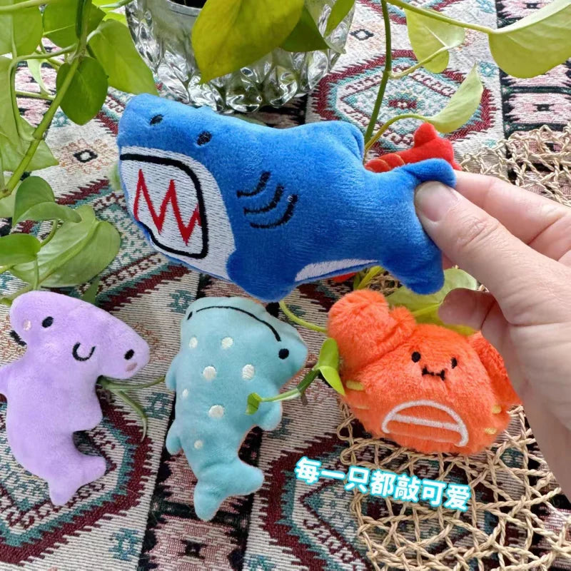 2025 New Cartoon Marine Animal Plush Toy Mini Dog Toy Cute Creative Voice Activated Starfish Turtle Crab Pet Toy Pet Supplies
