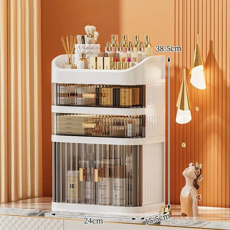 Caja de almacenamiento de cosméticos de gran capacidad, cajón organizador de maquillaje, joyería, esmalte de uñas, contenedor de