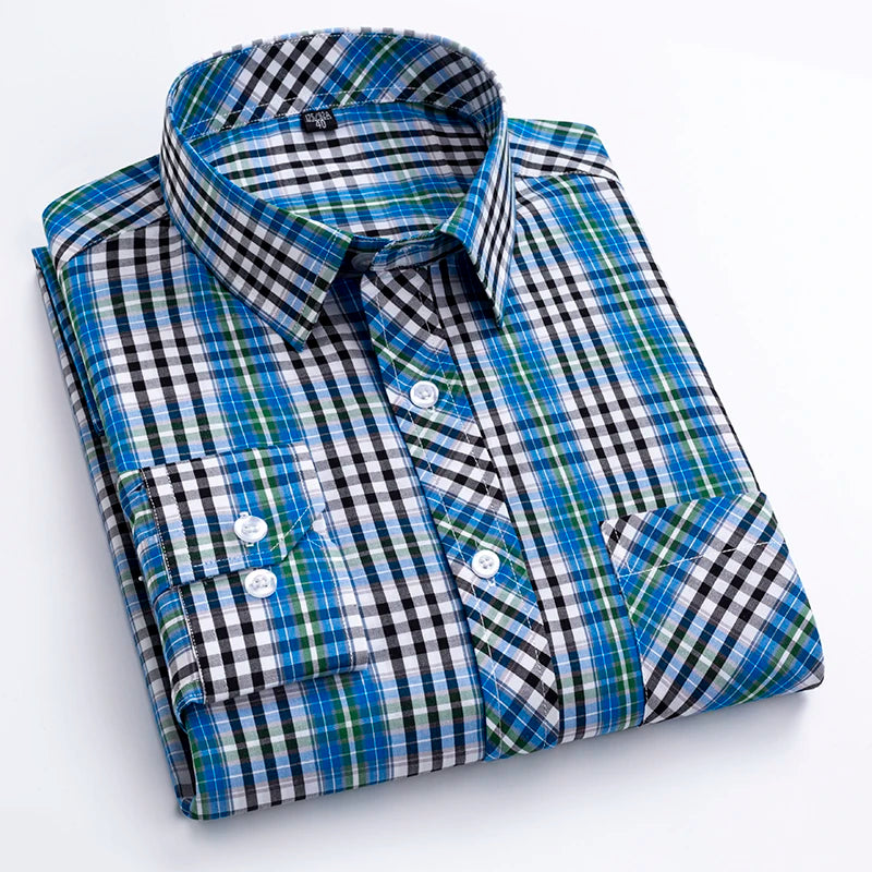 Men's Plaid Shirts Plus size 100% Cotton Long Sleeve Young Boy Streetware Clothing Soft Confortable Daily Smart Shirt Casual Top