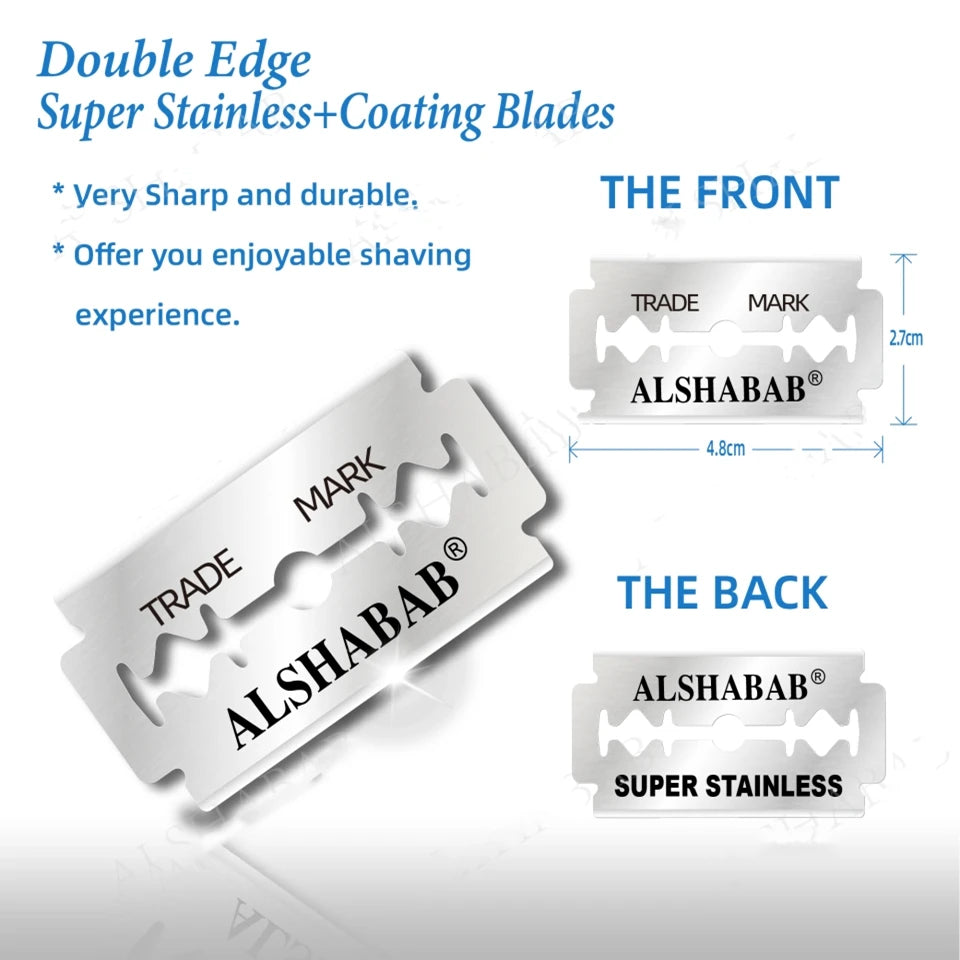ALSHABAB Safety Razor for Men Barber Shaving Hair Beard Remove Stainless Steel Manual Double Edge Barbeador Shaver with 1 Blade