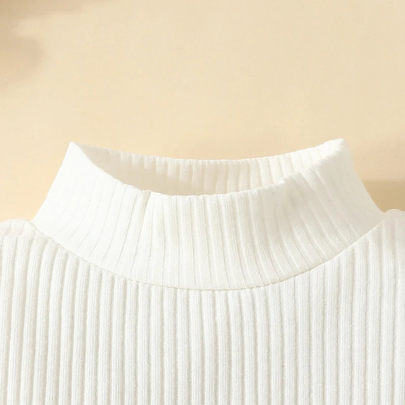 Toddler Baby Girls Skirt Set Toddler Ribbed High Neck Tops and Houndstooth Mini Skirt Hat Outfits Infant Autumn Suits