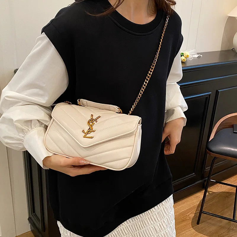 2025 Embroidered Quilted Chain Bag, Women's Luxury Crossbody Purse, Vintage Diamond Pattern Shoulder Bag with Stitching