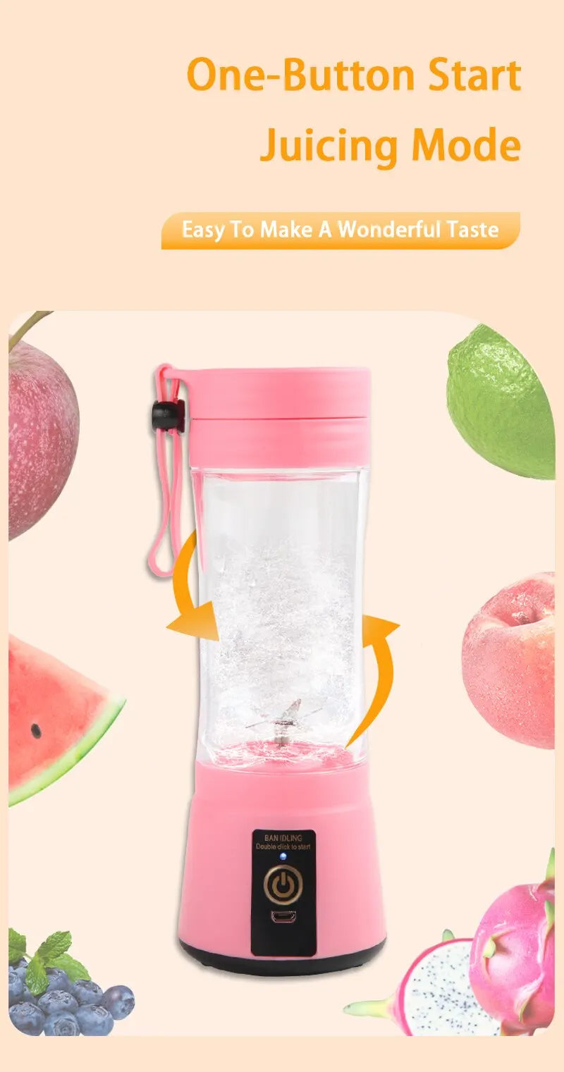 380ml Portable Electric Juicer Blender USB Rechargeable Fruit Smoothie Maker Mini Food Processor for Travel Workouts Kitchen