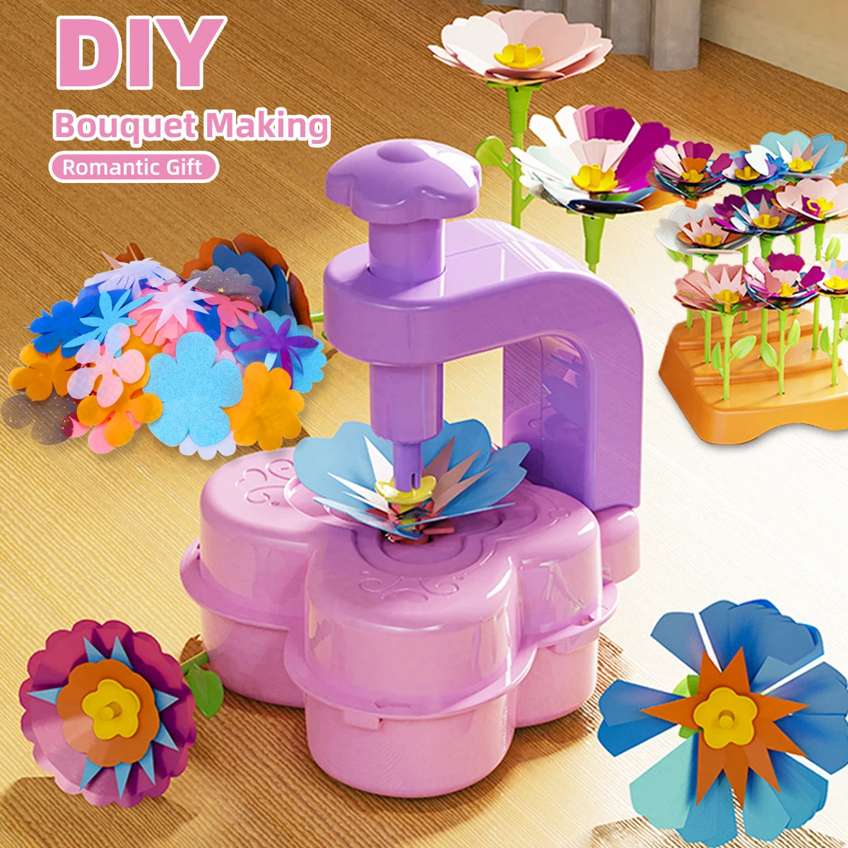 DIY Fabric Flower Bouquets Toys, Flower Bouquets Toy for Girls DIY Flower Make Making Craft Kit Educational Kids Gifts