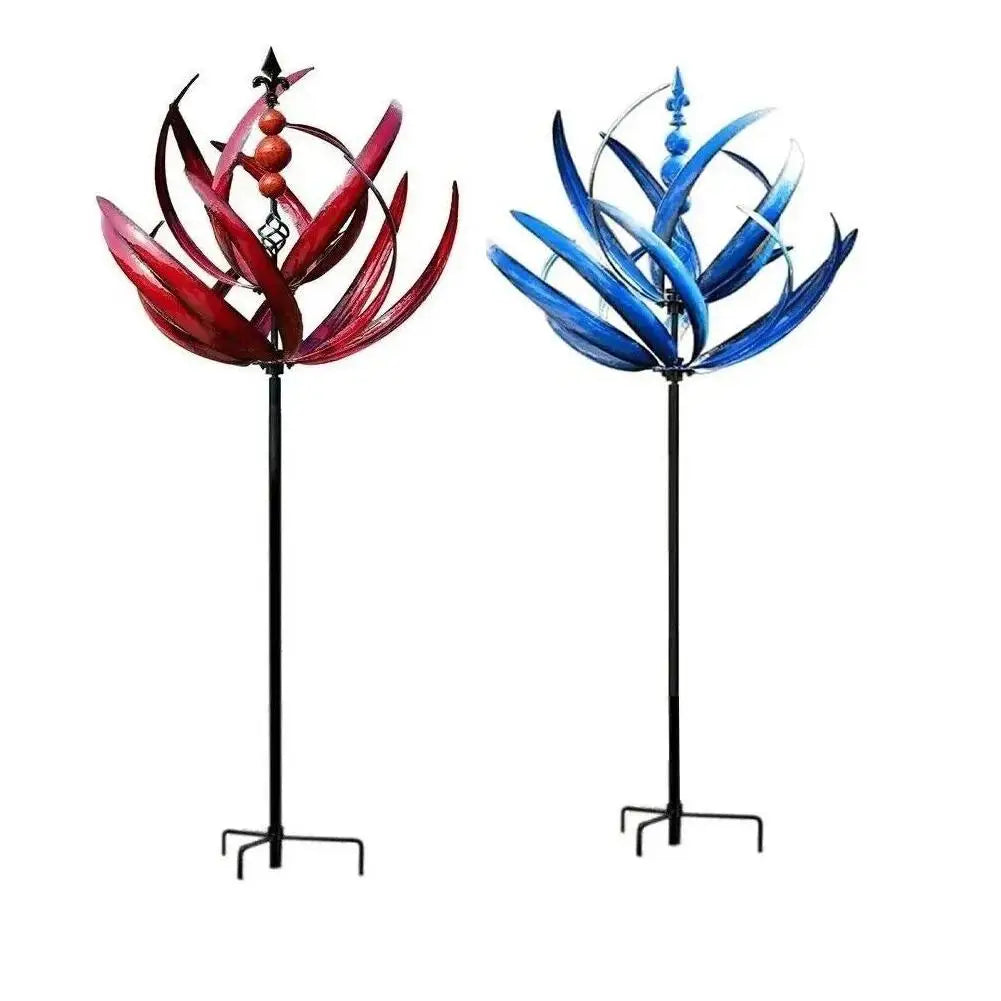 1/2pcs Harlow Wind Spinner Metal Windmill 3D Wind Powered Kinetic Sculpture Lawn Metal Wind Solar Spinners Yard for Garden Decor