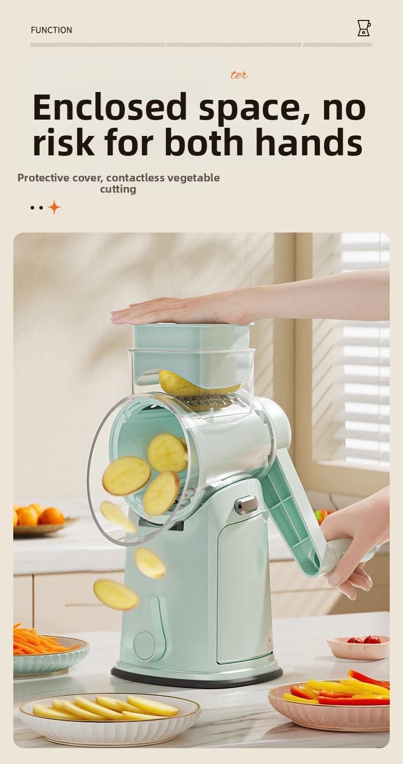 Household Manual Slicer, Stainless Steel Multi-Blade Design, Non-Slip Base, Portable And Easy To Clean, Kitchen Artifact