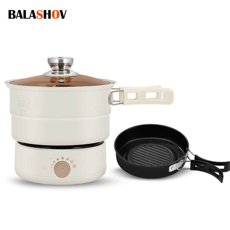 110V/220V Electric Cooker Portable Cooking Pot Foldable Hotpot 1.6L Multi cookers Split Type Rice Cooker Frying Pan Home Travel