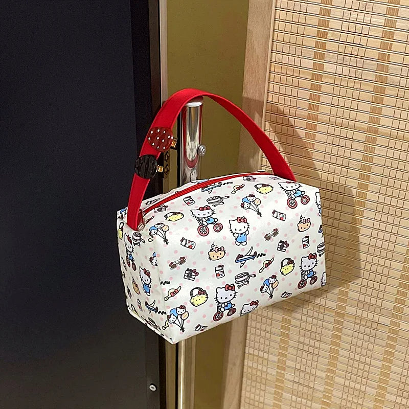Hello Kitty Cosmetic Bag Large Capacity Travel Makeup Organizer Portable Toiletry Case Lipstick Storage Pouch Cute Cartoon Print